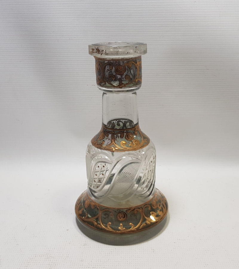 KRİSTAL KESME İŞÇİLİKLİ VE MİNELİ OSMANLI DÖNEMİ CAM NARGİLE ALTI