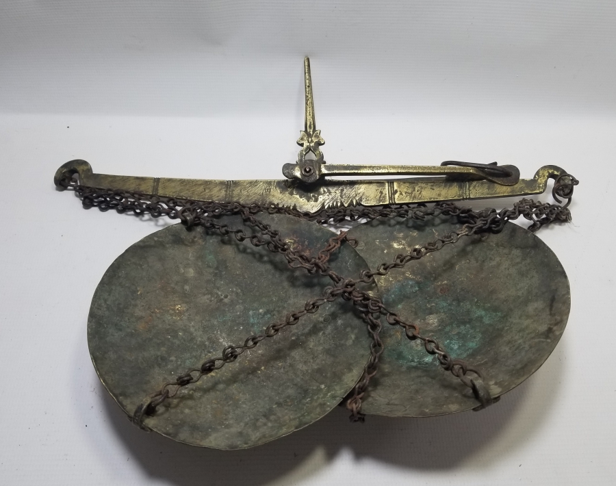 KEFELERİ OSMANLICA DAMGALI EL YAPIMI OSMANLI DÖNEMİ SÜLEYMANİYE ÇİFT KEFELİ TERAZİ