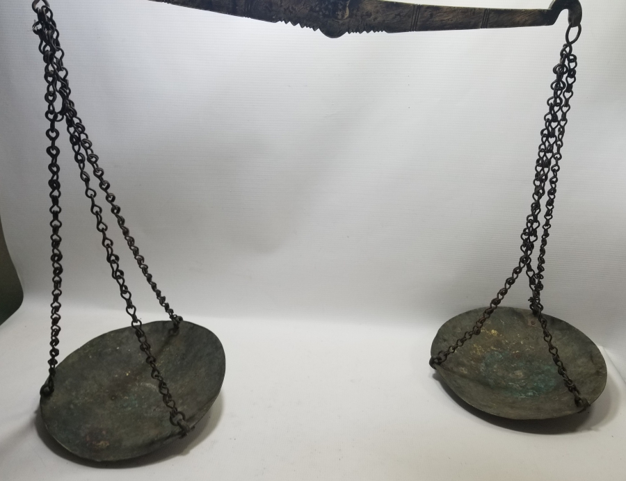 KEFELERİ OSMANLICA DAMGALI EL YAPIMI OSMANLI DÖNEMİ SÜLEYMANİYE ÇİFT KEFELİ TERAZİ