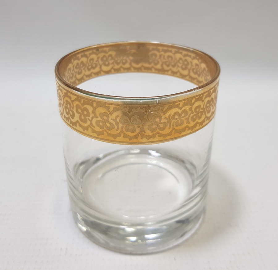 ÜZERİ ALTIN VARAKLI ANTİKA VİSKİ BARDAĞI