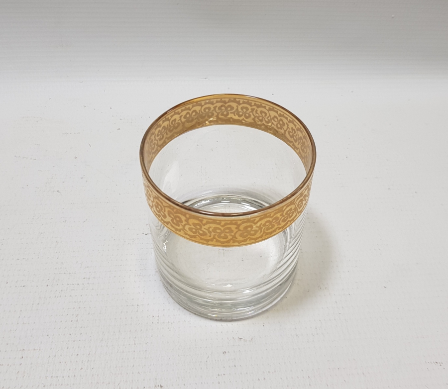 ÜZERİ ALTIN VARAKLI ANTİKA VİSKİ BARDAĞI