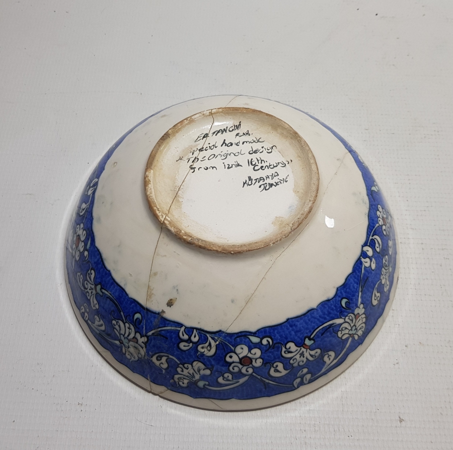 ERKAN ÇİNİ YAPIMI EL BOYAMA ANTİKA İZNİK KASE