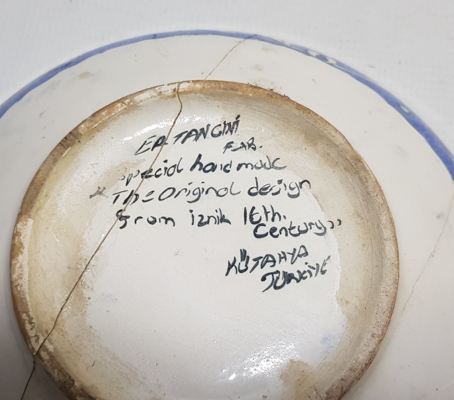 ERKAN ÇİNİ YAPIMI EL BOYAMA ANTİKA İZNİK KASE