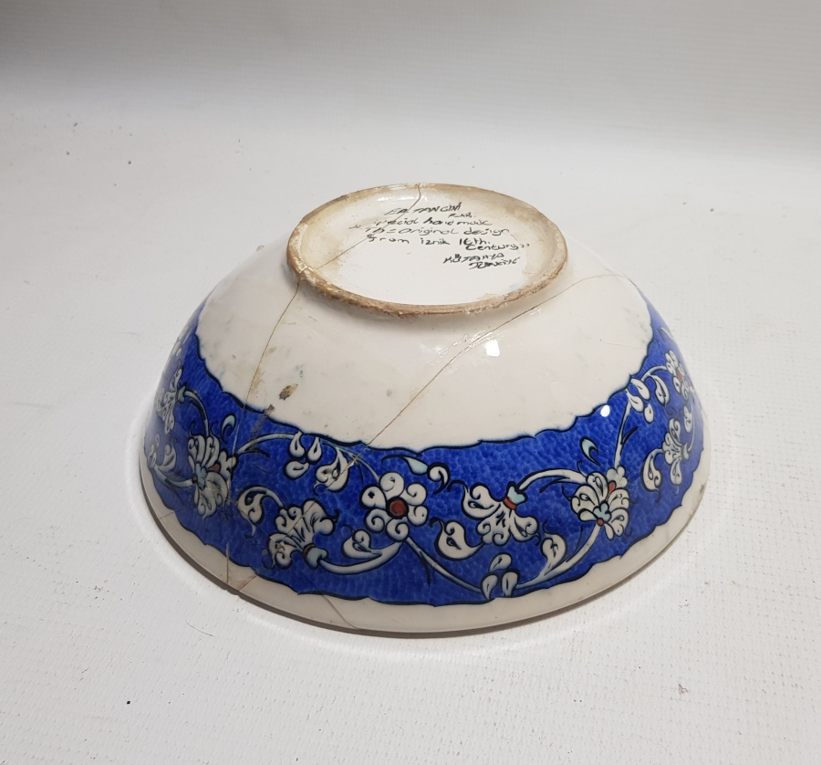 ERKAN ÇİNİ YAPIMI EL BOYAMA ANTİKA İZNİK KASE