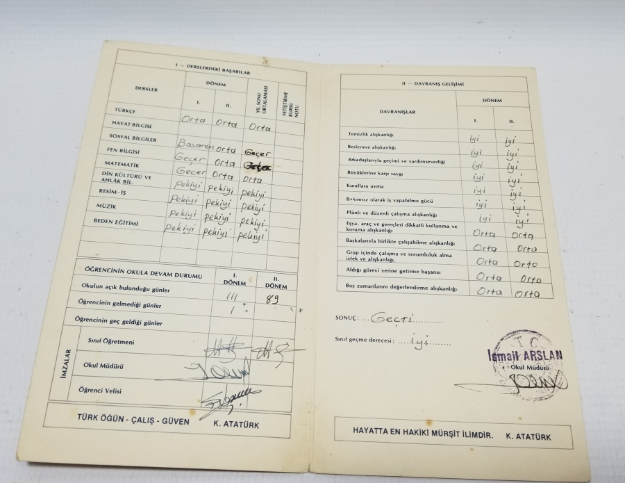 1980LERDEN 2 ADET ANTİKA KARNE