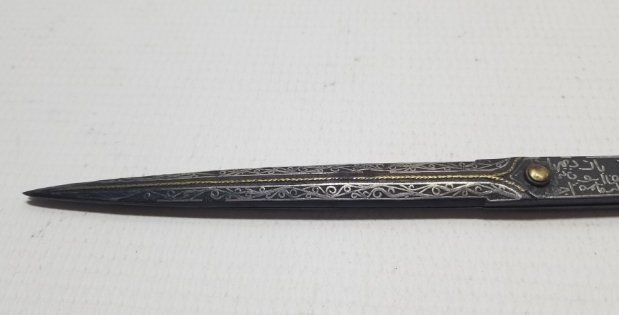 ÜZERİ OSMANLICA YAZILI ALTIN VE GÜMÜŞ ÇAKMA İŞÇİLİKLİ NADİR TİPTE OSMANLI DÖNEMİ HATTAT MAKASI