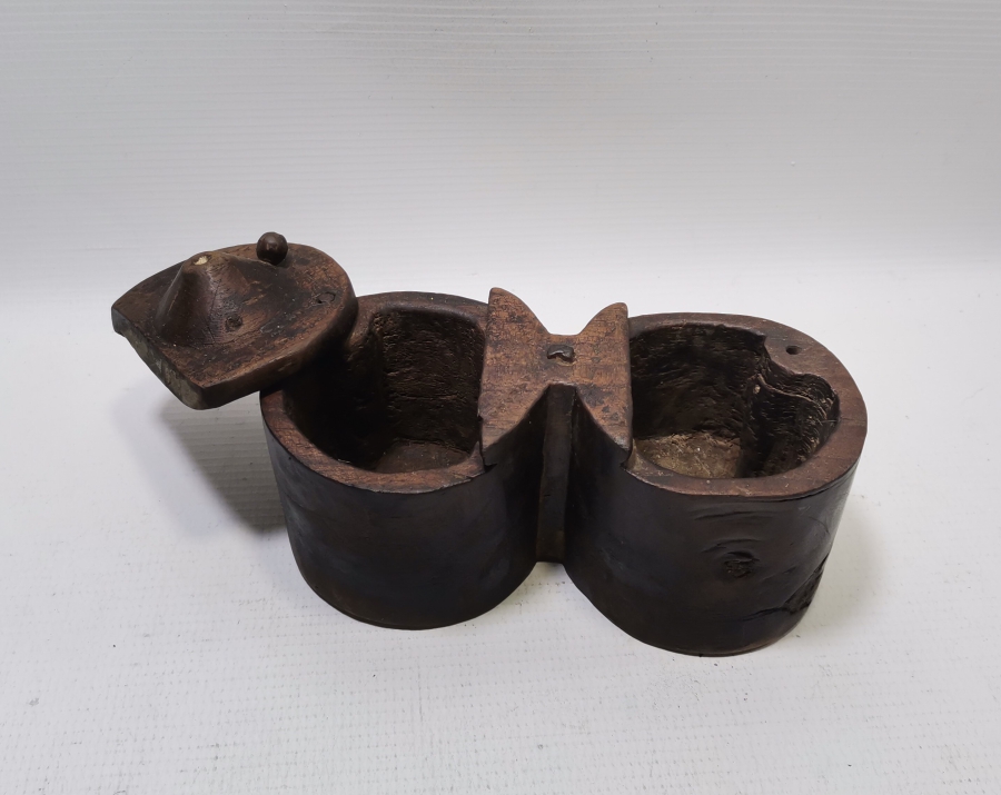 OSMANLI DÖNEMİ EL YAPIMI AHŞAP ÇİFT GÖZLÜ KAHVE KUTUSU