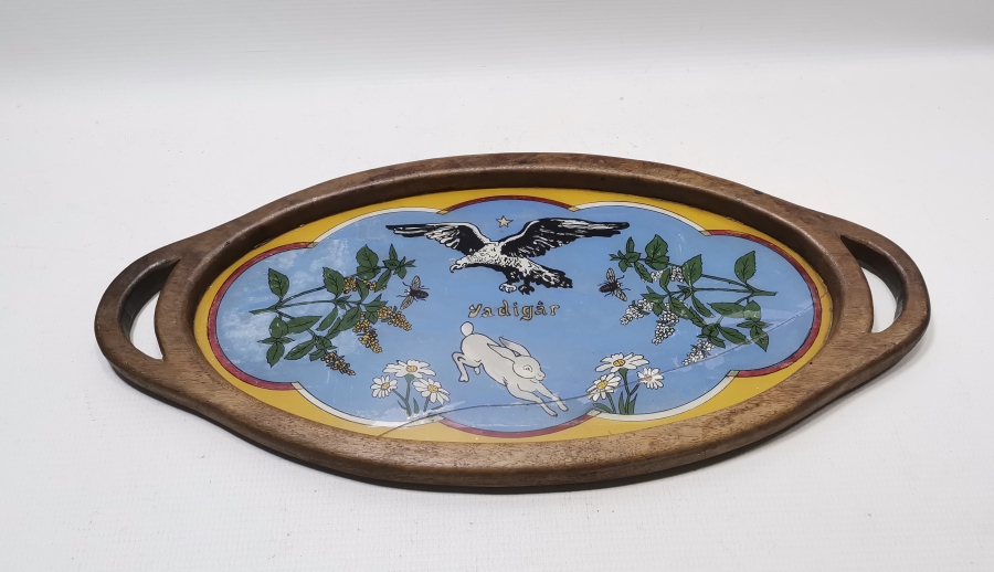 CUMHURİYET BAŞLARI EL BOYAMA NADİR SİNOP CEZAEVİ HATIRASI AHŞAP TEPSİ