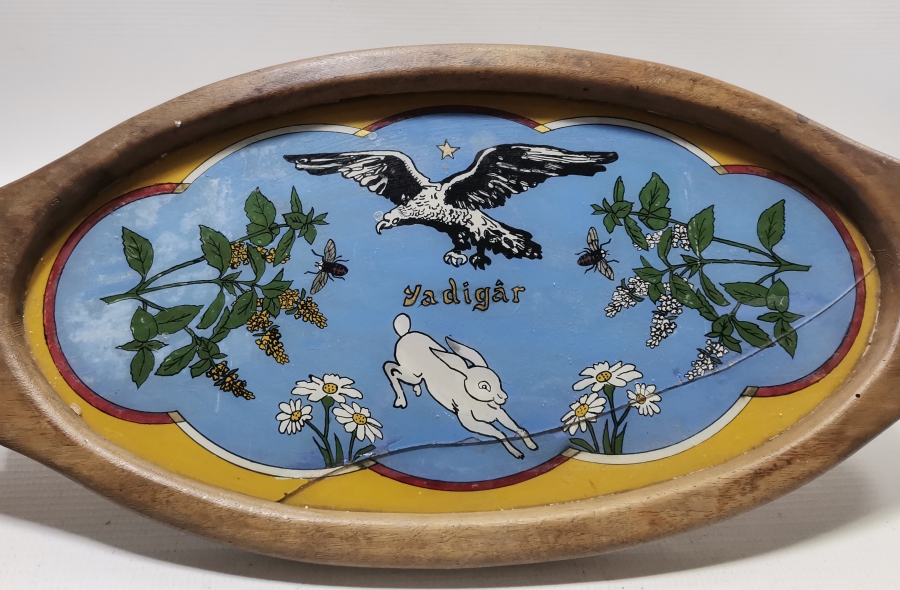 CUMHURİYET BAŞLARI EL BOYAMA NADİR SİNOP CEZAEVİ HATIRASI AHŞAP TEPSİ