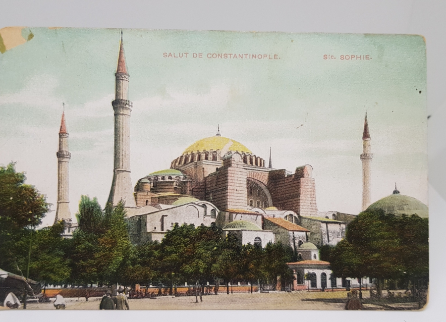 AYASOFYA CAMİ GÖRSELLİ OSMANLI DÖNEMİ RENKLENDİRİLMİŞ KARTPOSTAL