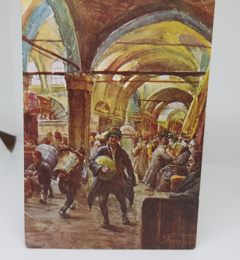KAPALIÇARŞI GÖRSELLİ OSMANLI DÖNEMİ NADİR TABLO KARTPOSTAL