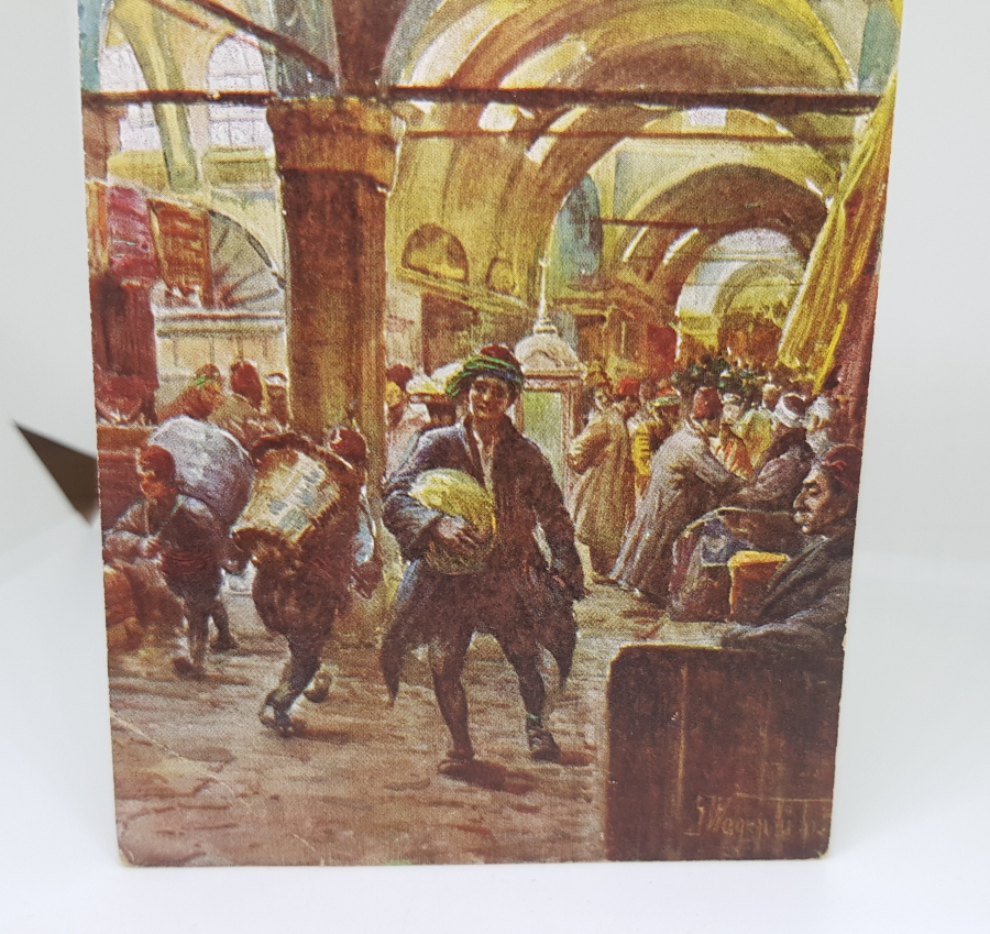 KAPALIÇARŞI GÖRSELLİ OSMANLI DÖNEMİ NADİR TABLO KARTPOSTAL