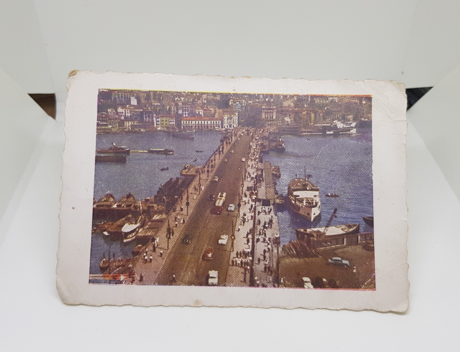 CUMHURİYET BAŞLARI RENKLİ GALATA KÖPRÜSÜ GÖRSELLİ KARTPOSTAL