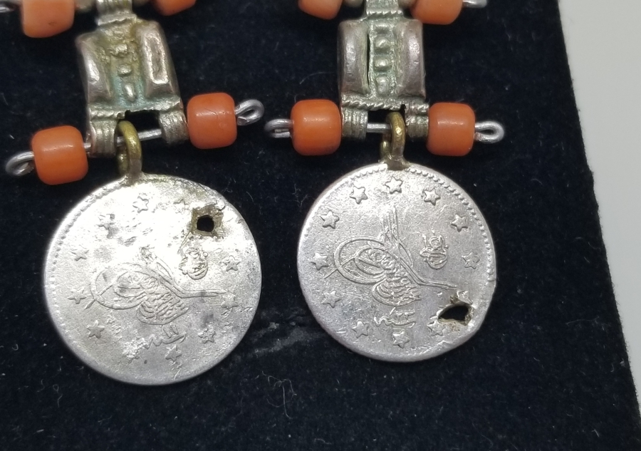 OSMANLI DÖNEMİ NADİR MERCANLI GÜMÜŞ KÜPE