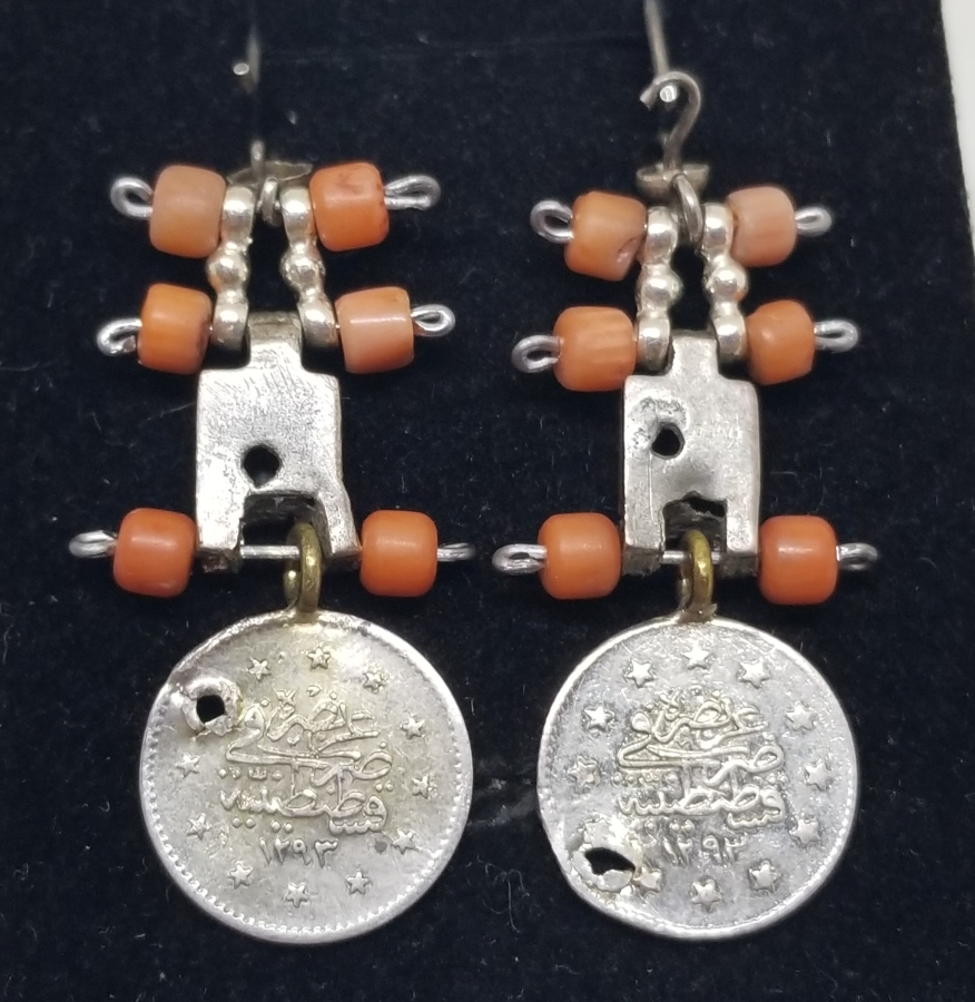 OSMANLI DÖNEMİ NADİR MERCANLI GÜMÜŞ KÜPE