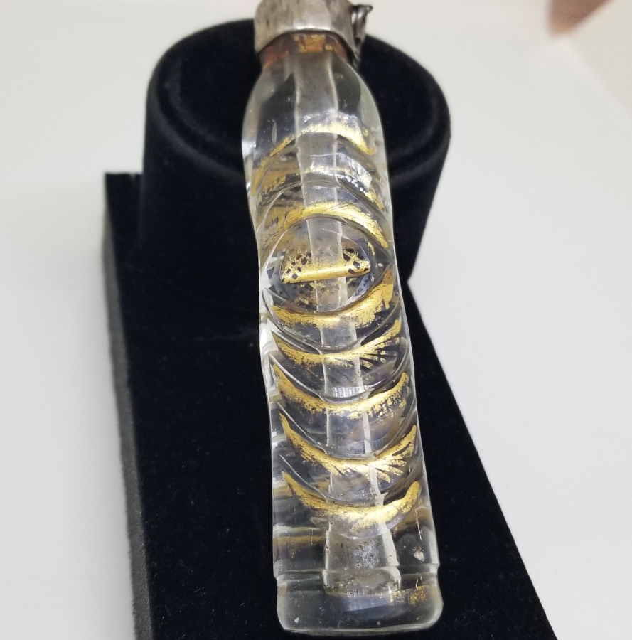 ÜZERİ ALTIN VERMEYLİ GÜMÜŞ KAPAKLI OSMANLI DÖNEMİ NADİR BEYKOZ PARFÜM ŞİŞESİ