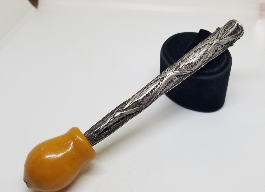 OSMANLI DÖNEMİ MUHAYYER DAMLA EMZİKLİ GÜMÜŞ SİGARA AĞIZLIĞI