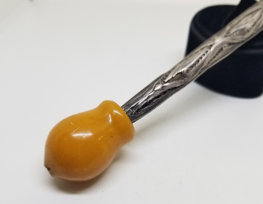 OSMANLI DÖNEMİ MUHAYYER DAMLA EMZİKLİ GÜMÜŞ SİGARA AĞIZLIĞI