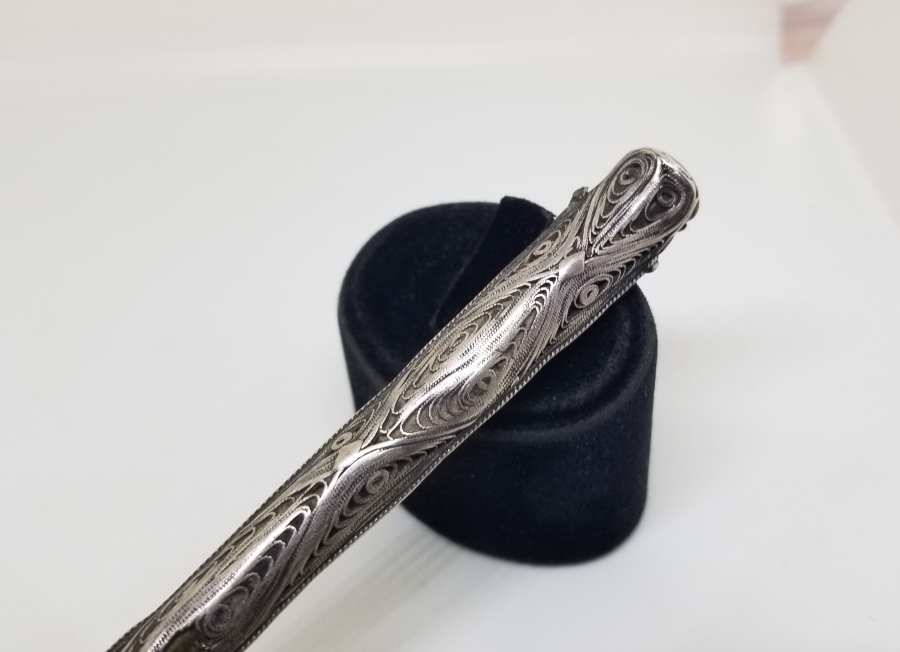 OSMANLI DÖNEMİ MUHAYYER DAMLA EMZİKLİ GÜMÜŞ SİGARA AĞIZLIĞI