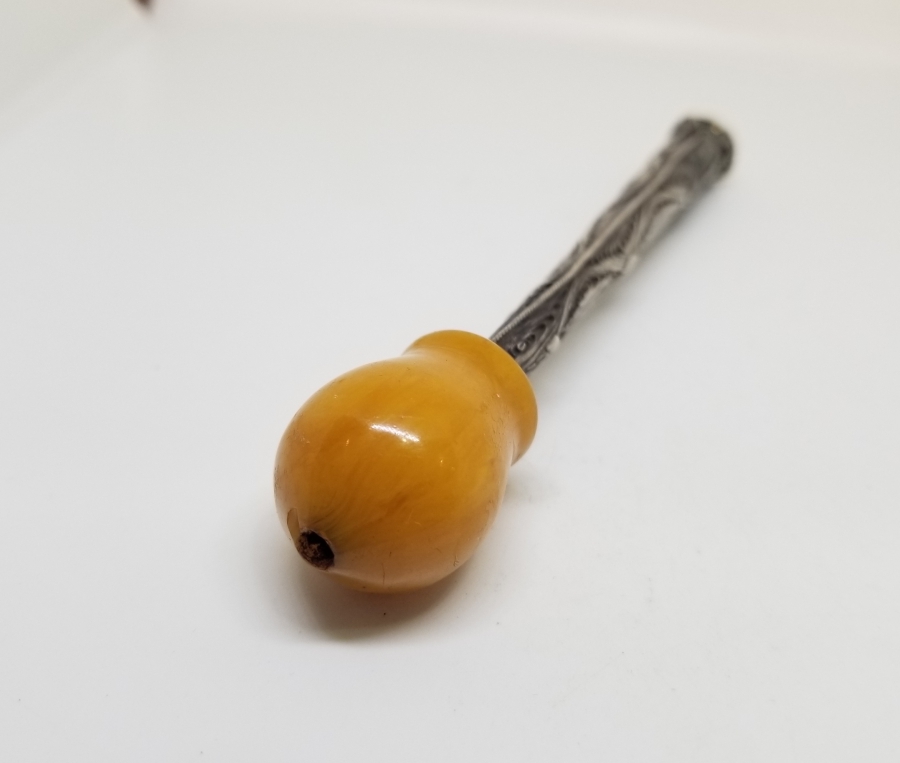 OSMANLI DÖNEMİ MUHAYYER DAMLA EMZİKLİ GÜMÜŞ SİGARA AĞIZLIĞI