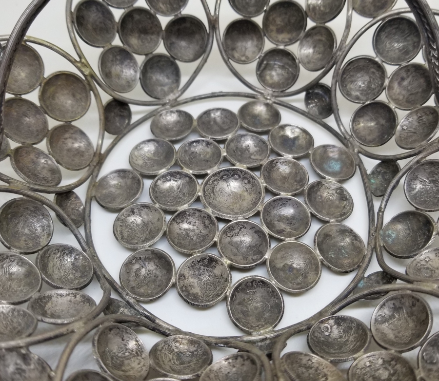 ABDÜLHAMİD VE MEHMED REŞAD HAN DÖNEMİ GÜMÜŞ PARALARDAN YAPILMIŞ OSMANLI DÖNEMİ GÜMÜŞ BAYRAM ŞEKERLİĞİ