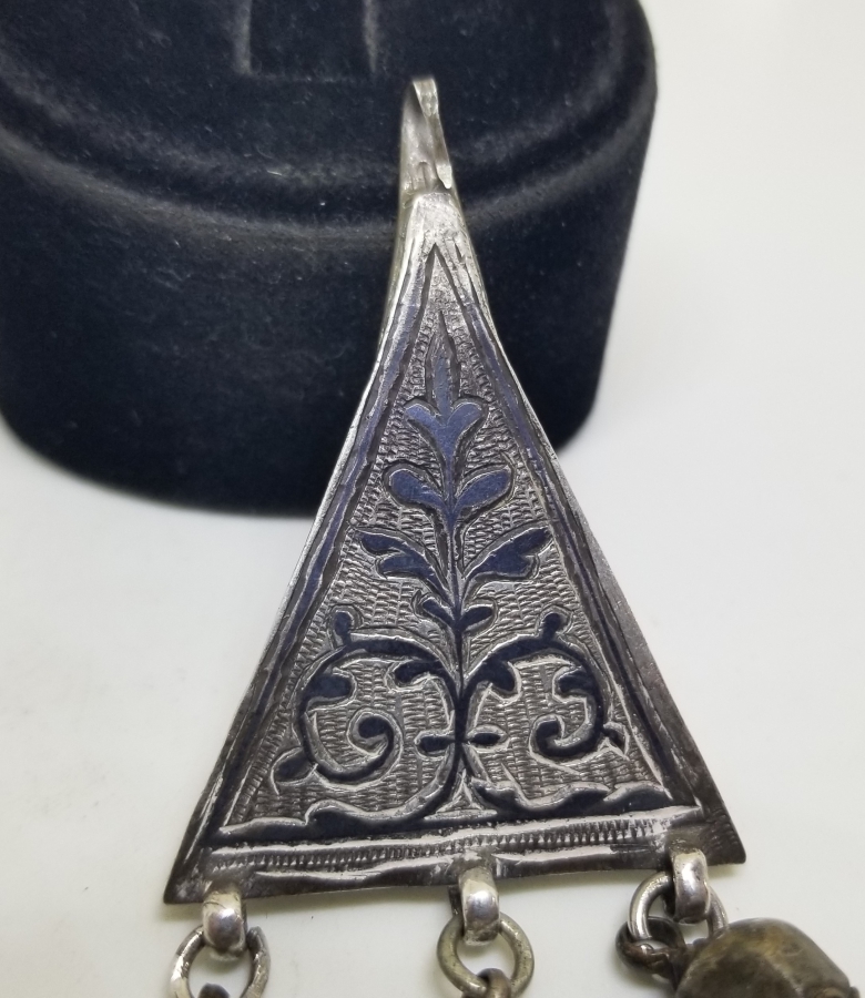 ÜZERİ SAVAT İŞÇİLİKLİ OSMANLI DÖNEMİ GÜMÜŞ KOLYE UCU