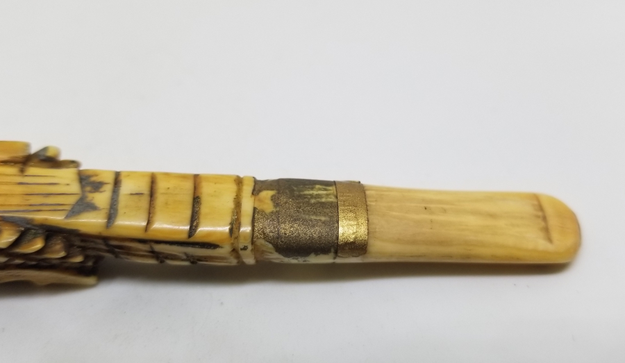 OSMANLI DÖNEMİ EJDERHA FORMUNDA YAPILMIŞ NADİR FİLDİŞİ SİGARA AĞIZLIĞI