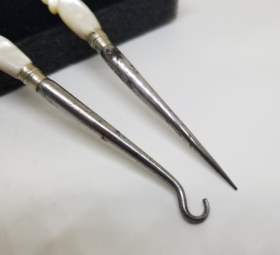 SEDEF UÇLU ANTİKA TIĞ VE İP ÇEKME ALETİYLE TAM TAKIM POTİN BAĞLAMA ALETİ TAKIMI