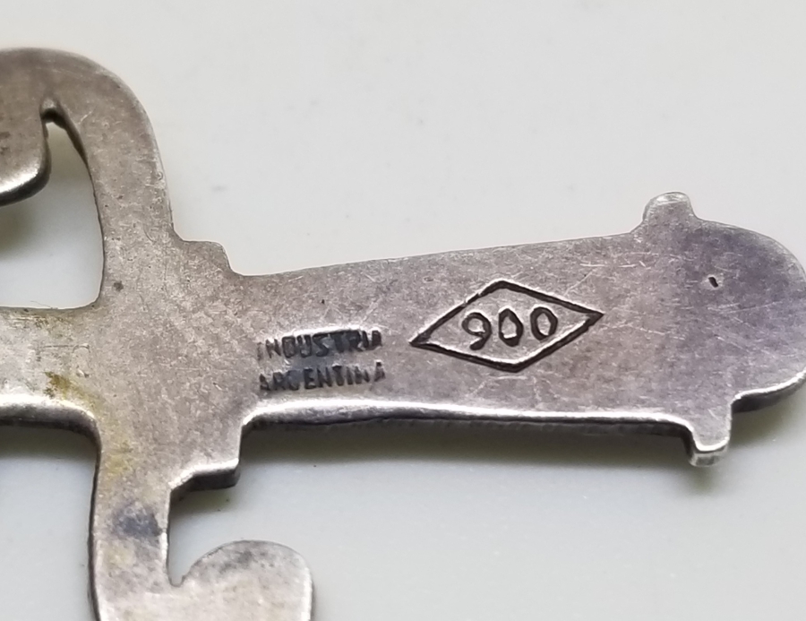 ÜZERİ KALEM VE TESTERE İŞÇİLİKLİ TAMAMI EL YAPIMI GÜMÜŞ FRANSIZ BROŞ