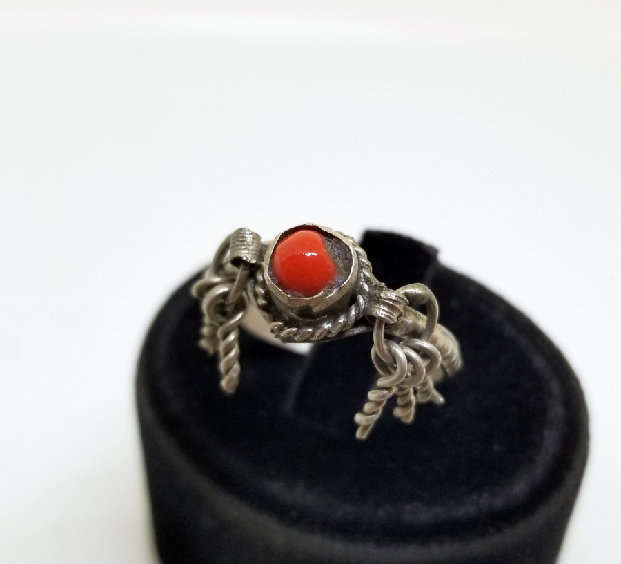 MERCAN TAŞLI OSMANLI DÖNEMİ CINGILLI YÜZÜK