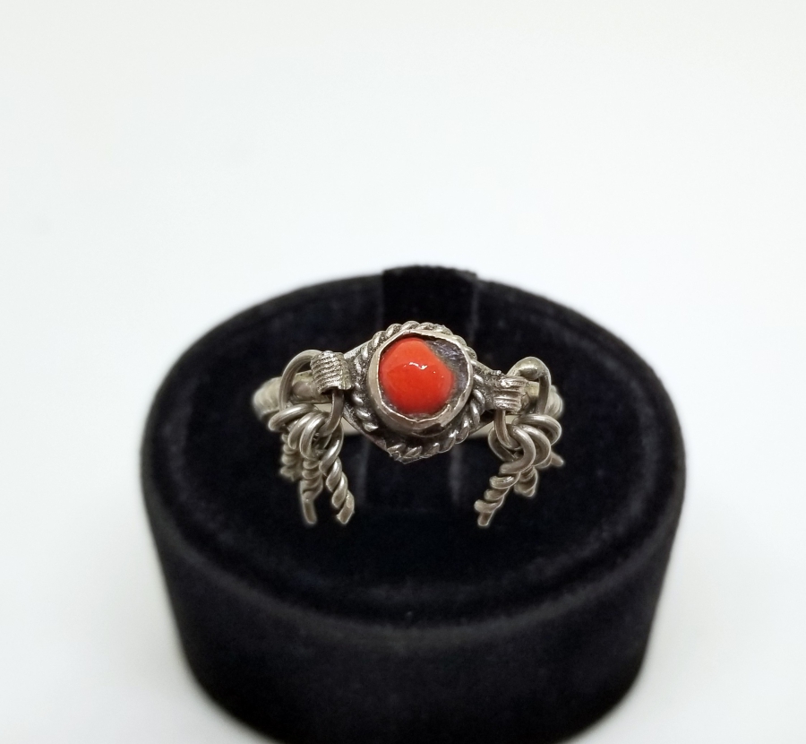 MERCAN TAŞLI OSMANLI DÖNEMİ CINGILLI YÜZÜK