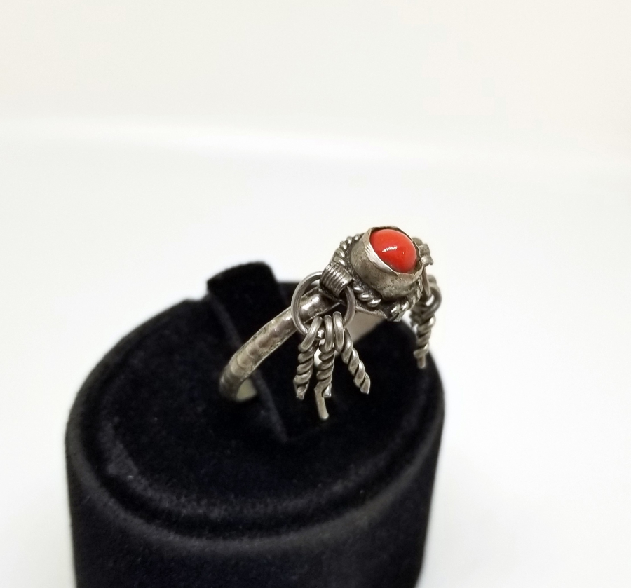 MERCAN TAŞLI OSMANLI DÖNEMİ CINGILLI YÜZÜK