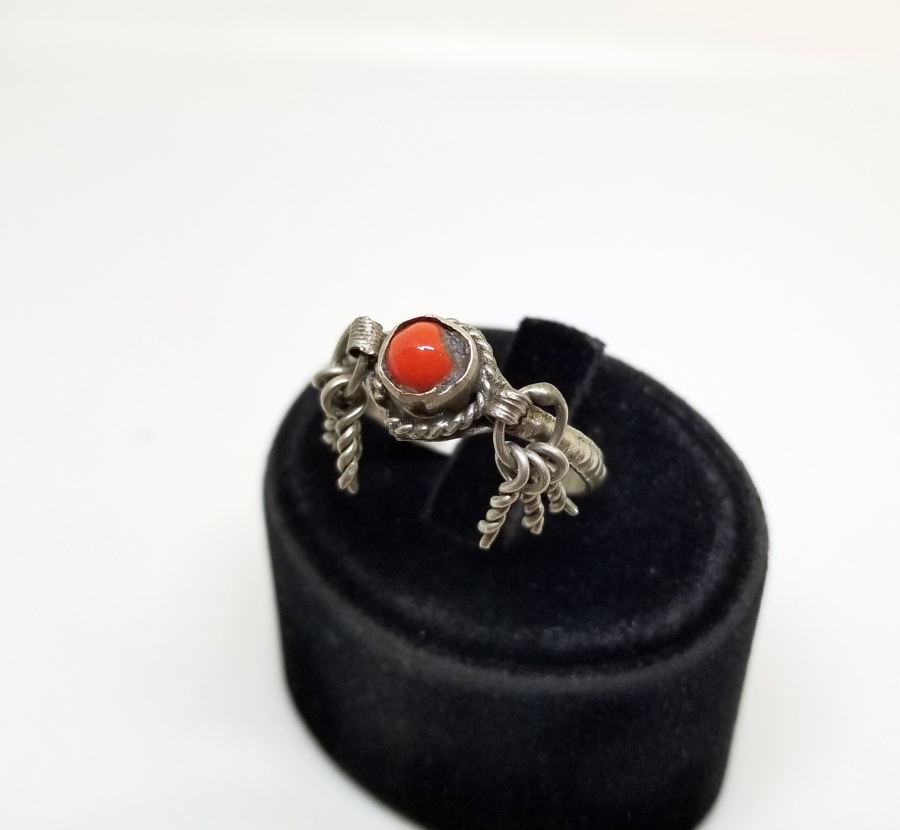 MERCAN TAŞLI OSMANLI DÖNEMİ CINGILLI YÜZÜK