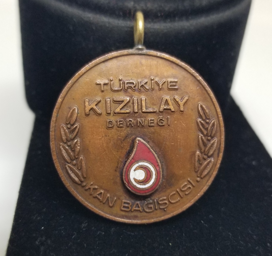 ÜZERİ MİNE İŞÇİLİKLİ KAN BAĞIŞÇISI ANTİKA MADALYA