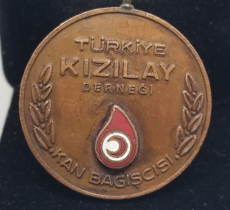 ÜZERİ MİNE İŞÇİLİKLİ KAN BAĞIŞÇISI ANTİKA MADALYA