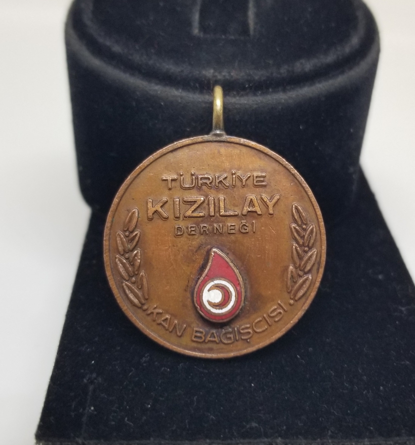 ÜZERİ MİNE İŞÇİLİKLİ KAN BAĞIŞÇISI ANTİKA MADALYA