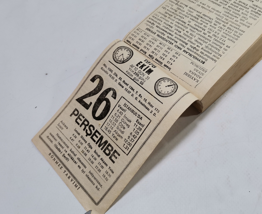 1978 TARİHLİ SAATLİ MAARİF TAKVİMİ