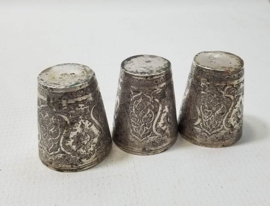 TAMAMI KALEM İŞÇİLİKLİ OSMANLI DÖNEMİ GÜMÜŞ ZEMZEM BARDAKLARI