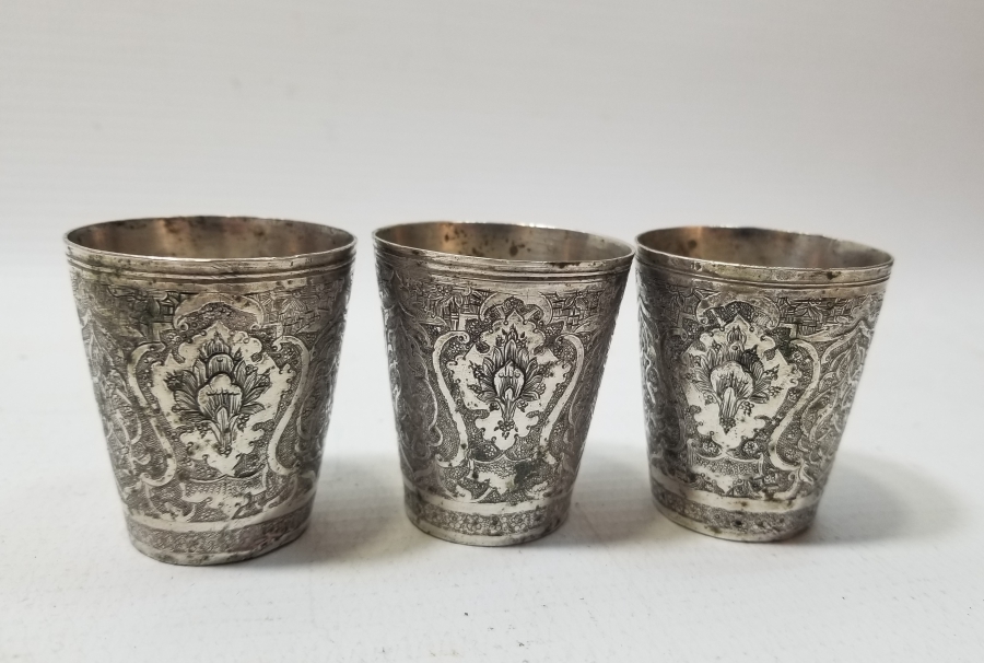 TAMAMI KALEM İŞÇİLİKLİ OSMANLI DÖNEMİ GÜMÜŞ ZEMZEM BARDAKLARI