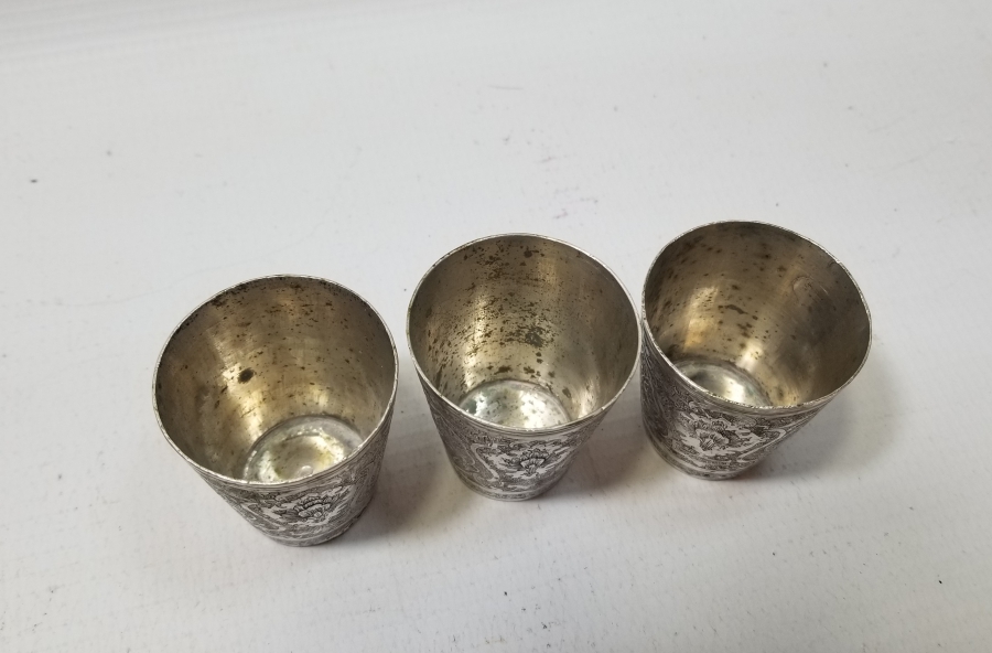 TAMAMI KALEM İŞÇİLİKLİ OSMANLI DÖNEMİ GÜMÜŞ ZEMZEM BARDAKLARI