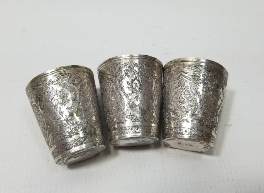 TAMAMI KALEM İŞÇİLİKLİ OSMANLI DÖNEMİ GÜMÜŞ ZEMZEM BARDAKLARI