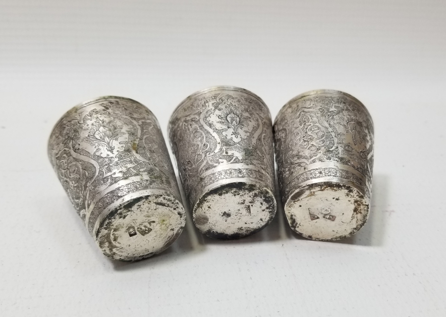 TAMAMI KALEM İŞÇİLİKLİ OSMANLI DÖNEMİ GÜMÜŞ ZEMZEM BARDAKLARI