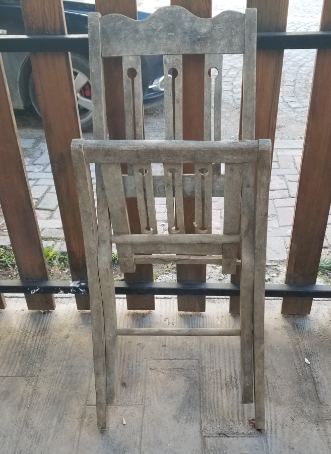 OSMANLI DÖNEMİ EL YAPIMI AHŞAP KATLAMALI SANDALYE