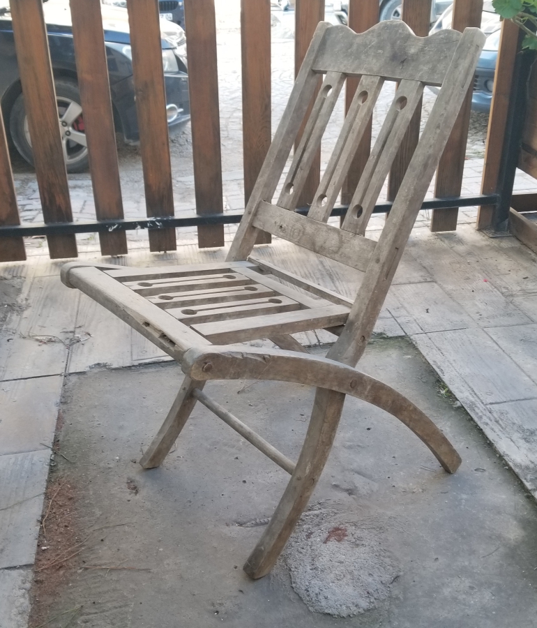 OSMANLI DÖNEMİ EL YAPIMI AHŞAP KATLAMALI SANDALYE