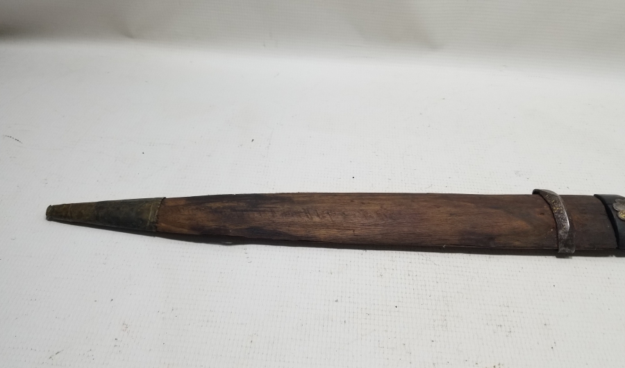 ÜZERİ ALTIN ÇAKMA İŞÇİLİKLİ DEV BOYDA NADİR ÇERKES KAMASI