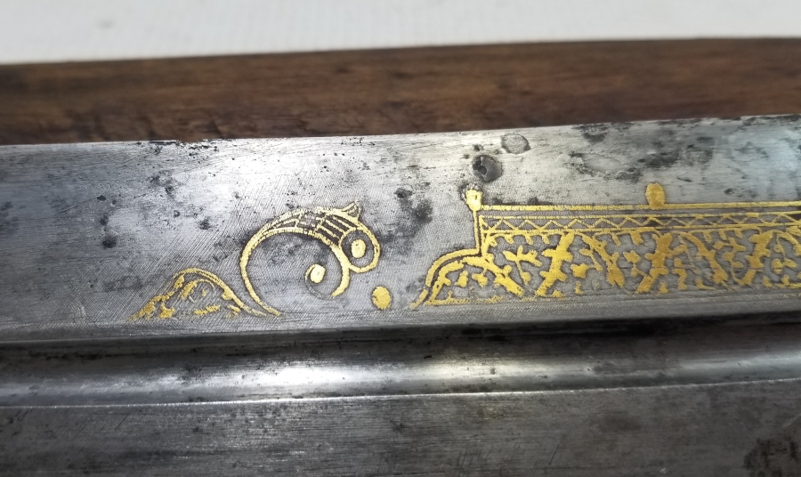 ÜZERİ ALTIN ÇAKMA İŞÇİLİKLİ DEV BOYDA NADİR ÇERKES KAMASI