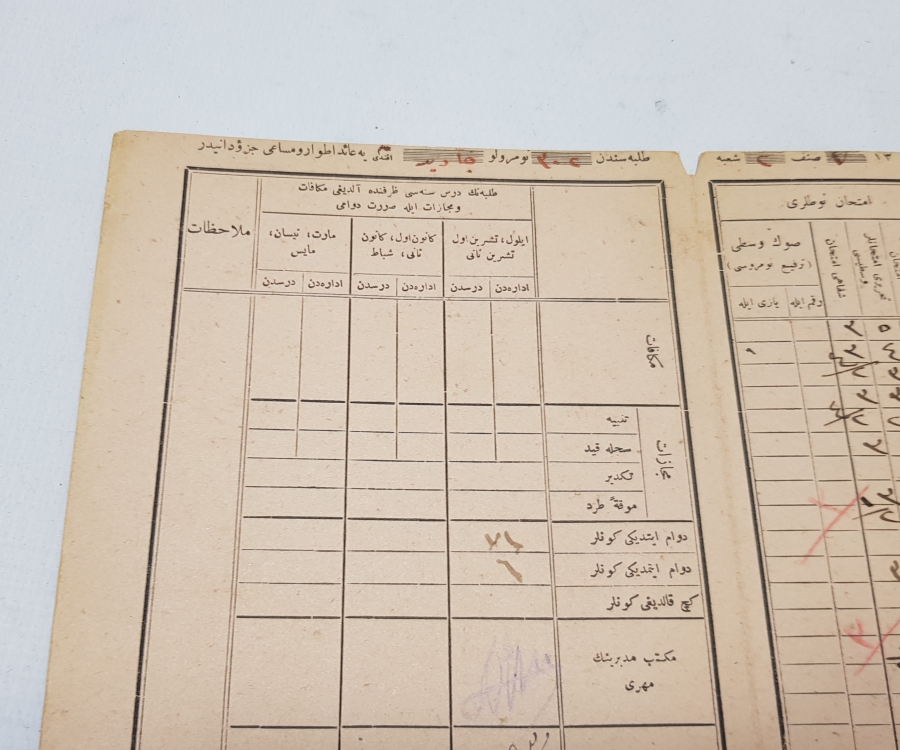 OSMANLI DÖNEMİ KARNE