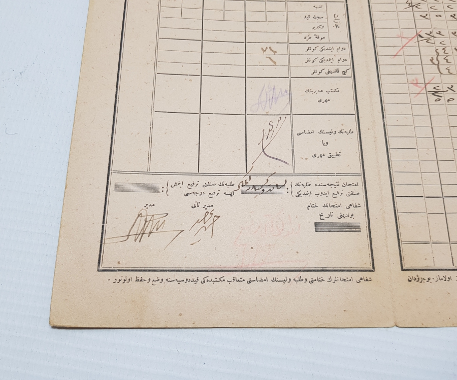 OSMANLI DÖNEMİ KARNE