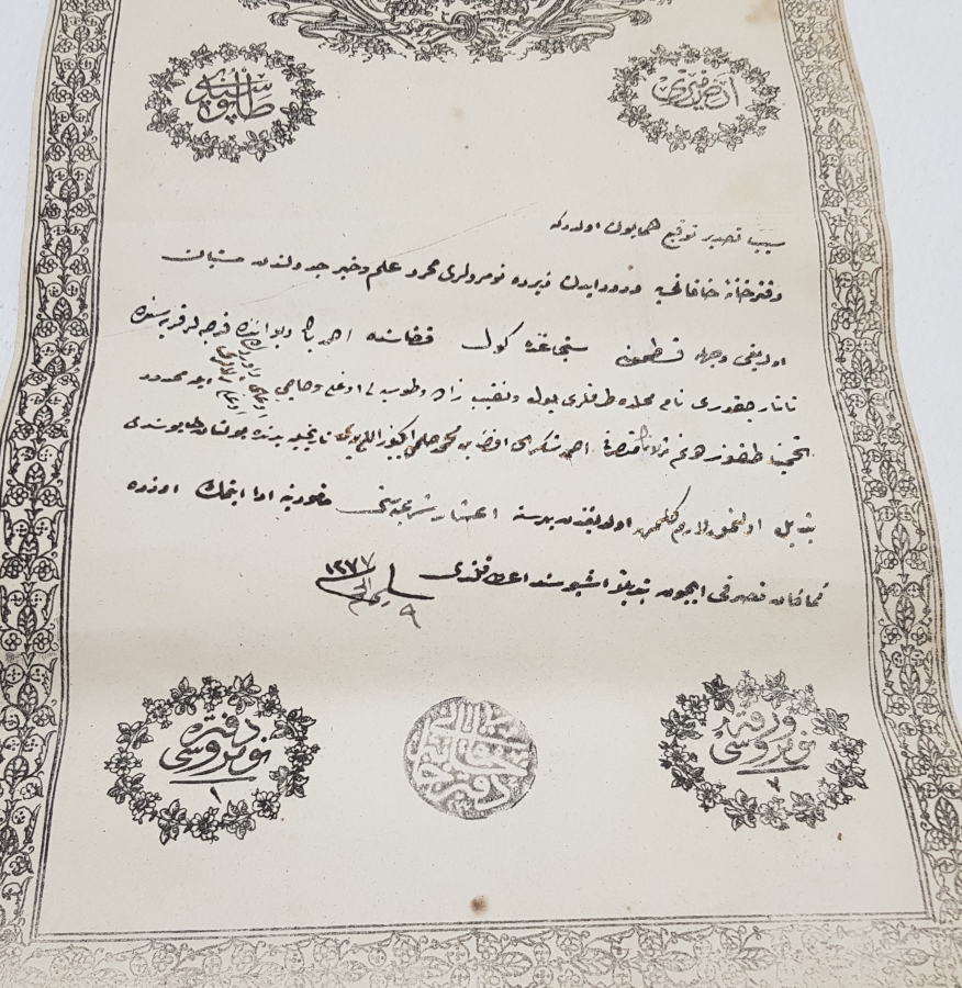 ABDÜLAZİZ HAN DÖNEMİ SARAYDAN VERİLMİŞ EL YAZMA NADİR SENEDİ HAKANİ