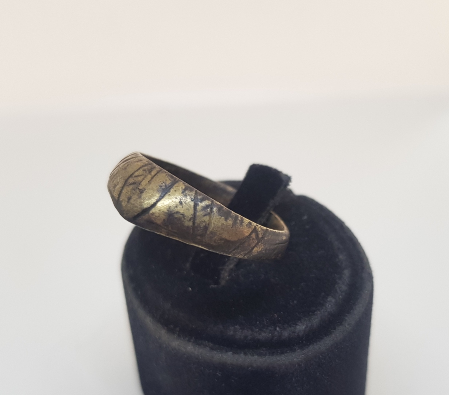 ÜZERİ KALEM İŞÇİLİKLİ BRONZ OSMANLI DÖNEMİ ZİHGİR - OKÇU YÜZÜĞÜ